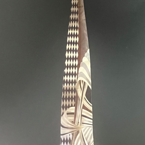 Vintage Giorgio Rossini 100% Silk Tie - Brown. Gold, Cream - Picture 2 of 5